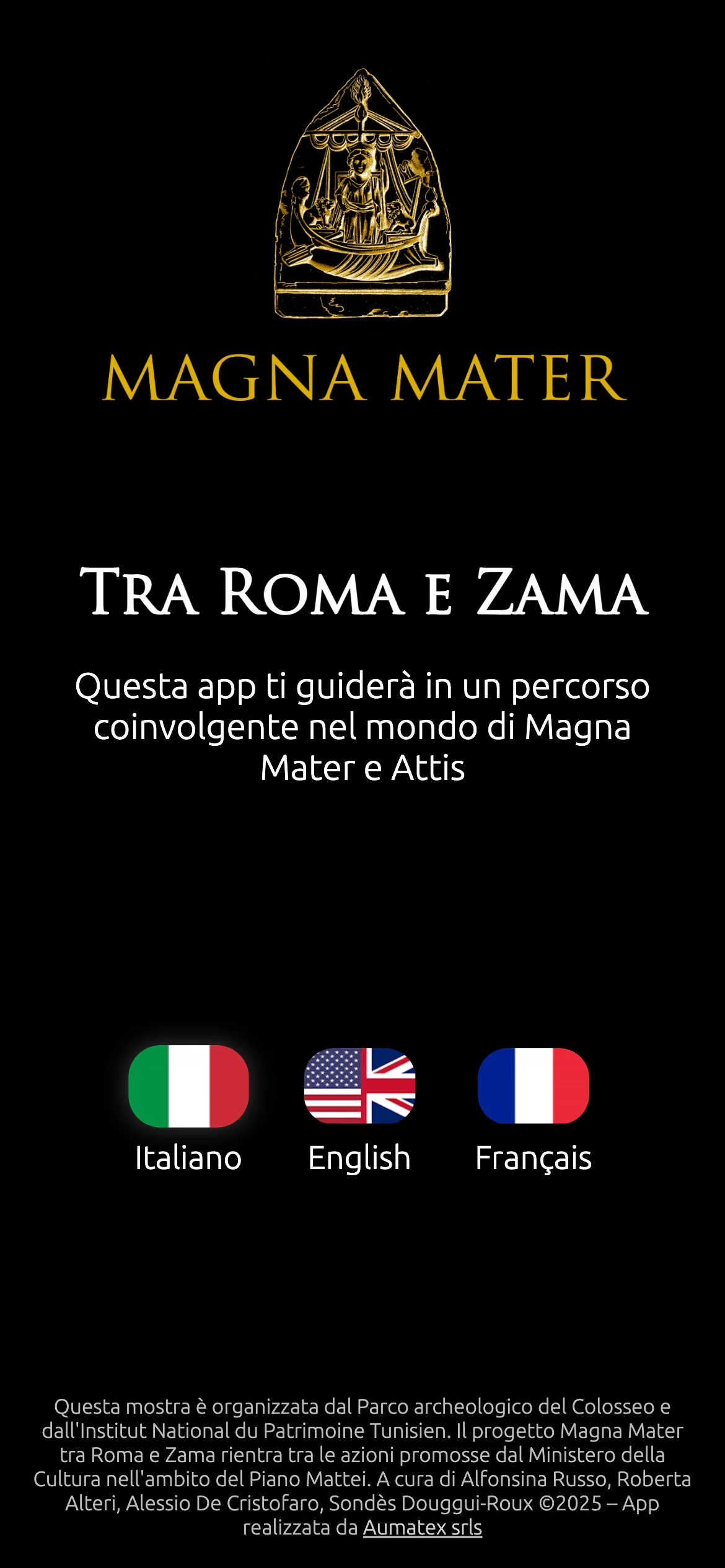 Écran d'entrée langue Magna Mater