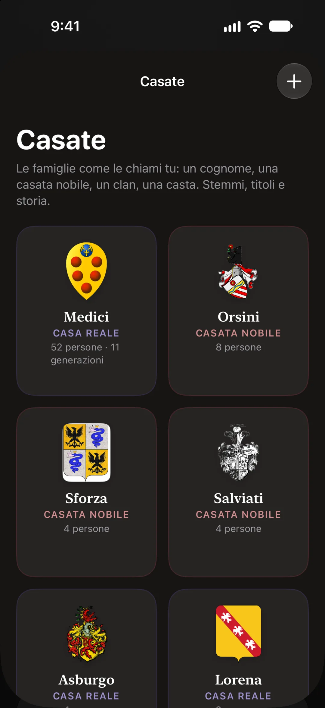Albera — Le casate, con i loro stemmi
