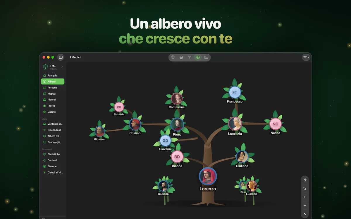 Un albero vivo che cresce con te