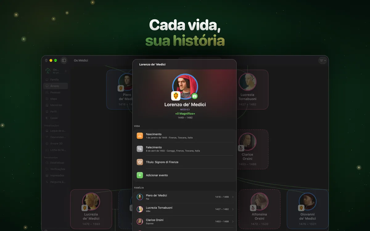 Cada vida, sua história