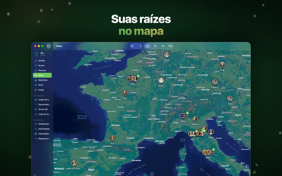 Suas raízes no mapa